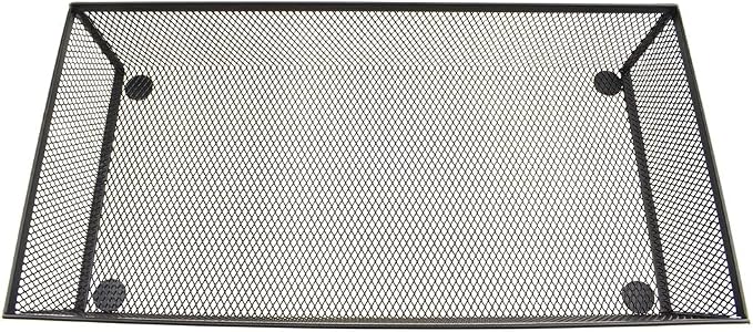 HAHIYO Stackable Mesh Tray Cup 12 x 6 x 2 inches Sturdy Container for Desk Drawer Organizer Collection for Home Office School kitchen Soft Foam Feet No Sharp Edges 1 Pack Black