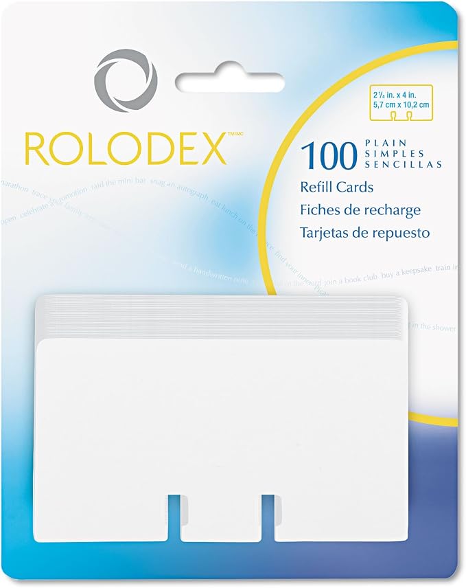 Rolodex Plain Rotary File Cards 2-1/4"x4", White