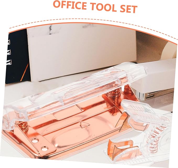 1Set Elegant Two Hole Puncher Staple Remover Portable Heavy Duty Office Tools for File Folders Transparent Design for Accurate Alignment Stylish Office