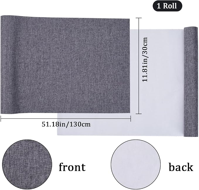 CRASPIRE 51 x 11.8 Linen Book Cloth Dark Gray Books Binding Fabric Surface Paper Backed Bookcover Densely Woven Cloth Books Album Scrapbooking Archival Covering Protector Bookbinding Supplies