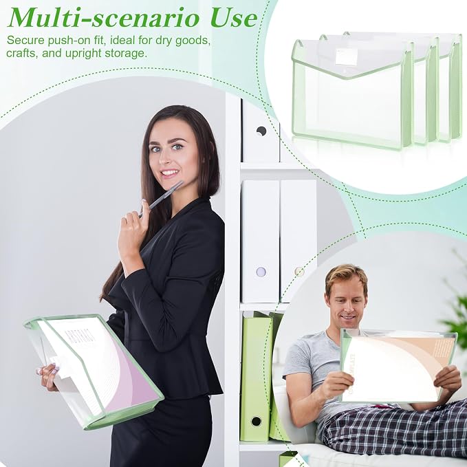 11 x 17 Inch Expandable Tabloid Size Document Folder with Label A3 Plastic Folders for Documents Expanding File Wallet Envelope Size (3, Green)