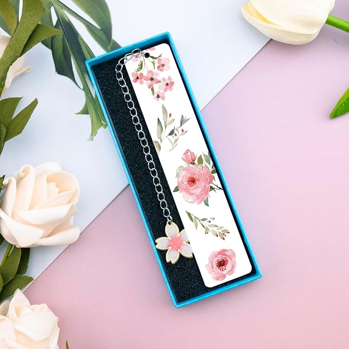 Cute Bookmarks Flower Bookmark Metal Bookmarks Floral Book Marks for Reading Women Kids Book Markers for Women Reading Accessories Pink Bookmark for Book Lovers