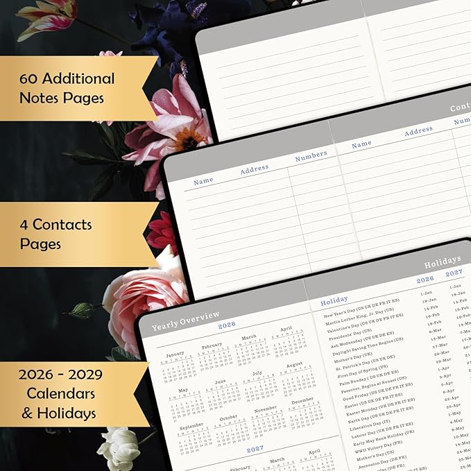 2026-2029 Pocket Planner/Calendar - JUL. 2026 - JUN. 2029, 3.8" x 6.4", 3 Year Monthly Pocket Planner/Calendar, Monthly Calendar with 61 Note Pages, Pen Holder, Elastic Closure, Bookmark