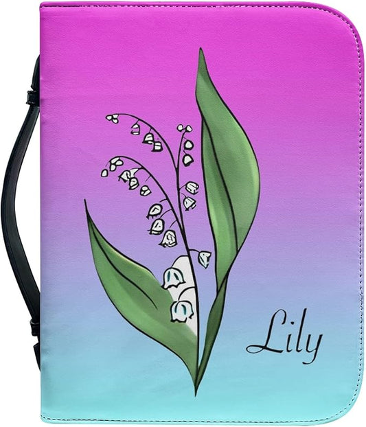 Personalized Bible Cover with Birth Flower, Custom Bible Cover Case for Women Girls, Large Capacity Scripture Bag with Handle