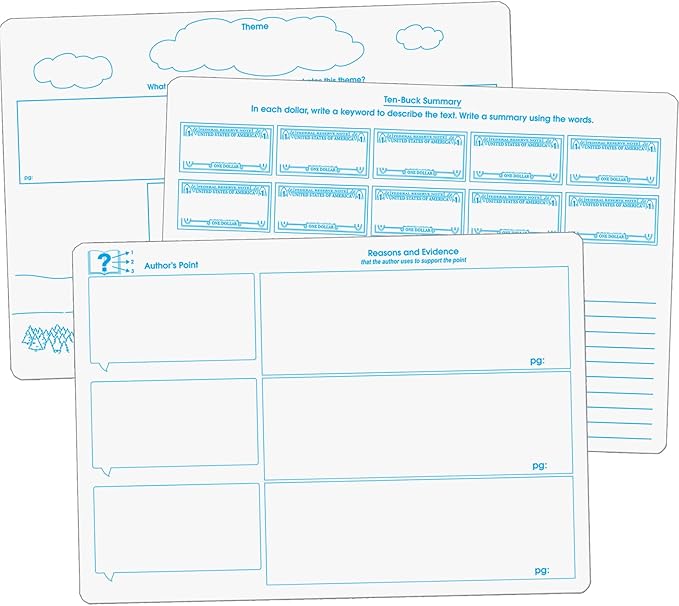 Really Good Stuff Comprehension Graphic Organizer Dry Erase Boards Text Evidence Set