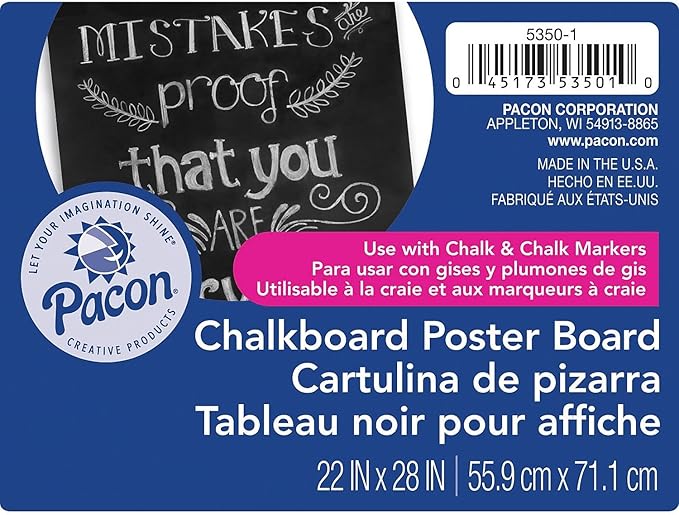 Pacon 18-Point Chalkboard Poster Board, 22" by 28", 25-Sheets (5350-1)