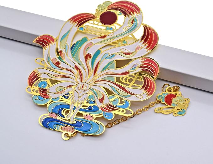 BLBMH Kitsune Cool Metal Bookmark Birthday Gifts for Women Book Lovers Best Friends Cute Anime Book Markers Unique Readers Gifts - K3