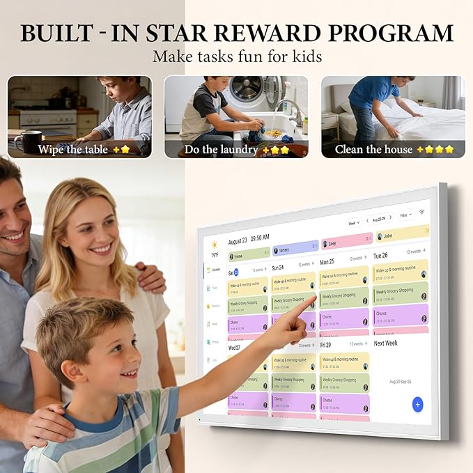 27 Inch Smart Digital Calendar, Wall Electronic Calendar, 1920 * 1080 IPS Full HD Touch Screen Display for Family Meal Planner Support - Streamline Household Organization