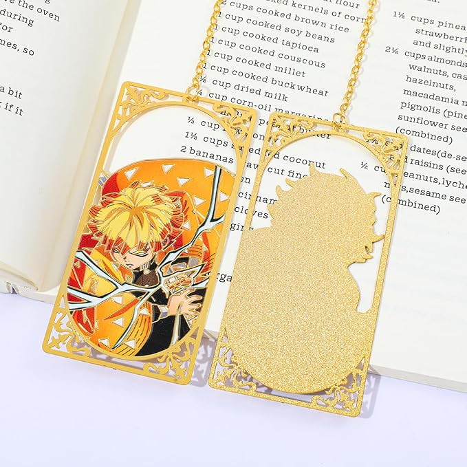 7PCS Anime Demon Bookmark Set, Tanjiro Hashira Brass Bookmarks for Readers, Students, Anime Fans, Book Lovers, Reading Accessories (7pc Hashira)