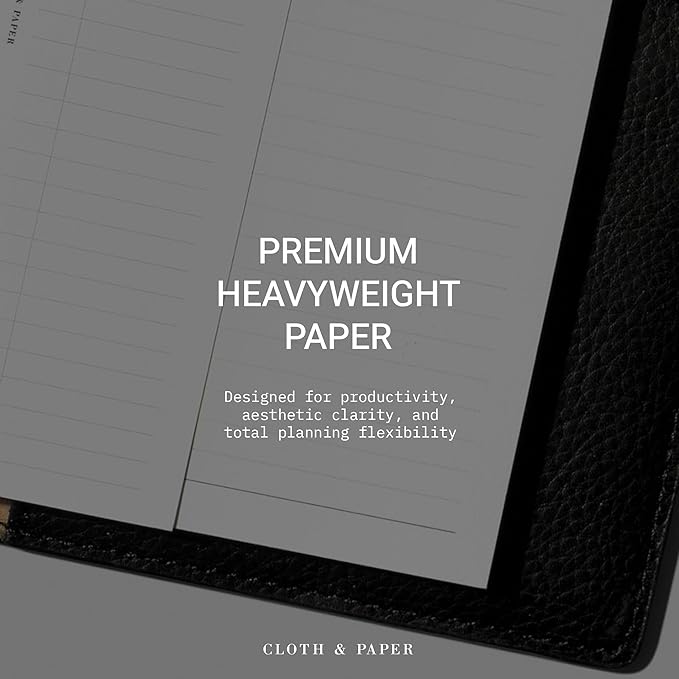 Cloth & Paper Half Page Task Inserts – Half Letter 8-Disc Planner Refills – 30 Pages (15 Double-Sided) – Minimal To-Do List, Daily Planner, Grocery List, Chores, Goals, Notes & Priorities Organizer
