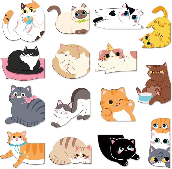 Teling 30 Pieces Cute Cat Magnetic Bookmarks Funny Cat Bookmark Magnetic Book Page Clips Cute Kawaii Animal Page Markers for Book Lovers Gifts Office Home Reading Teachers, Women Supplies, 15 Styles