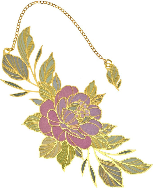 BLBMH Flowers Bookmark for Women Mother's Day Gifts Teacher Appreciation Gifts Birthday Christmas Unique Gifts Cute Funny Metal Book Marks for Grils Mom Readers Book Lovers -F3 Peony