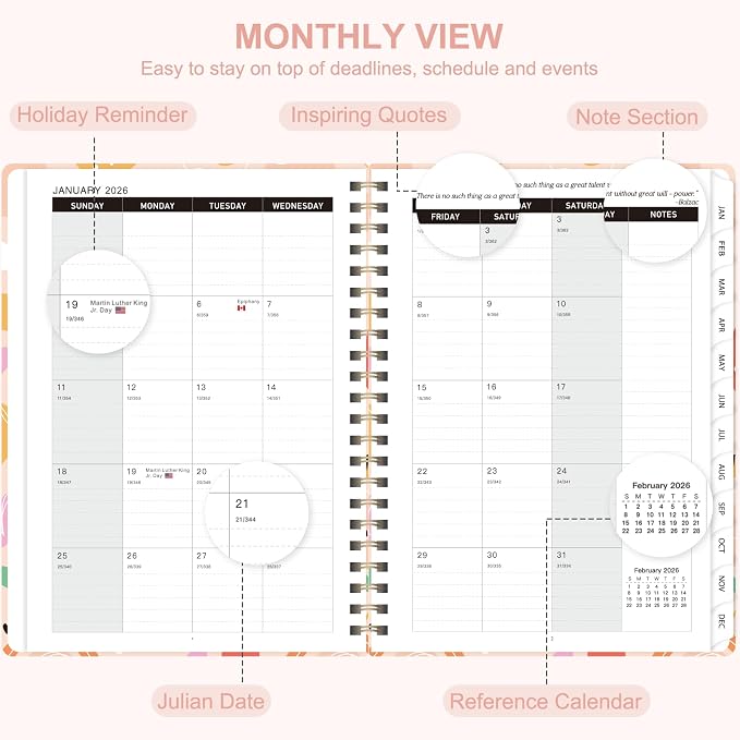2026 Planner, Weekly and Monthly Calendar Planner Agenda, Jan 2026 - Dec 2026, Planning Academic Book, Office Desk Accessories and School Supplies - A5 (6.3'' x 8.5'')