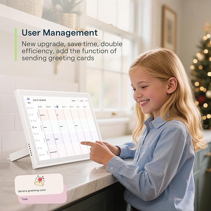 Digital Calendar, 10.1inch Smart WiFi Electronic Calendar&Chore Chart, IPS Touch Screen HD Display for Family Schedules, Share Moments Instantly from Anywhere