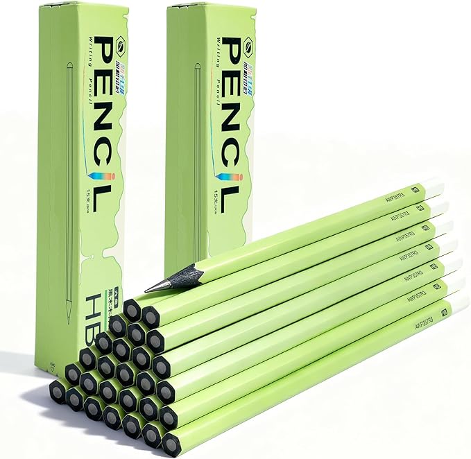 M&G Wood-Cased HB Thick Core Pencils, 30 Count Green Barrel Black Wood, Hexagonal Bulk Pencils for School or Office, Unsharpened, No Eraser, Anti-Bite Tip, for Writing, Drawing, Sketching