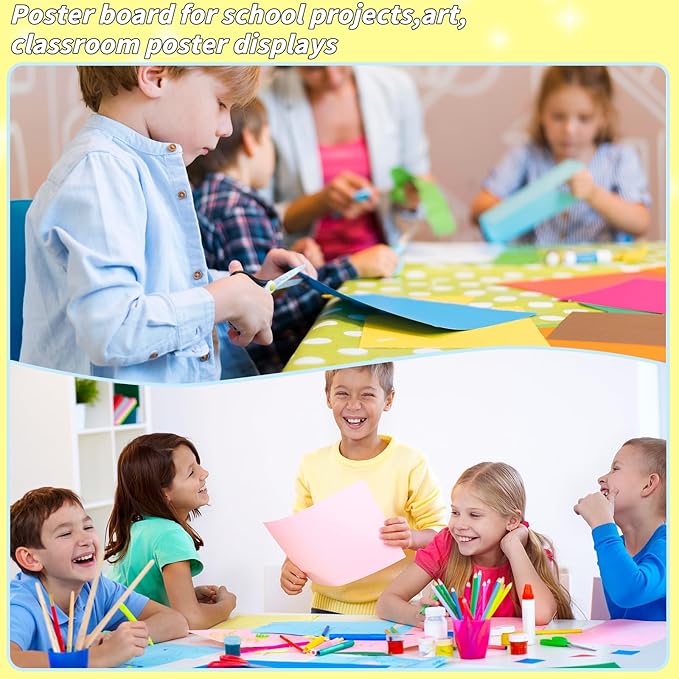 90 Pcs Colored Poster Board 30 Assorted Color Posterboard Paper Bulk 11 x 14in 250 GSM Thickness Cardstock Blank Smart Vision Board for School Drawing Craft Projects DIY Display Supplies