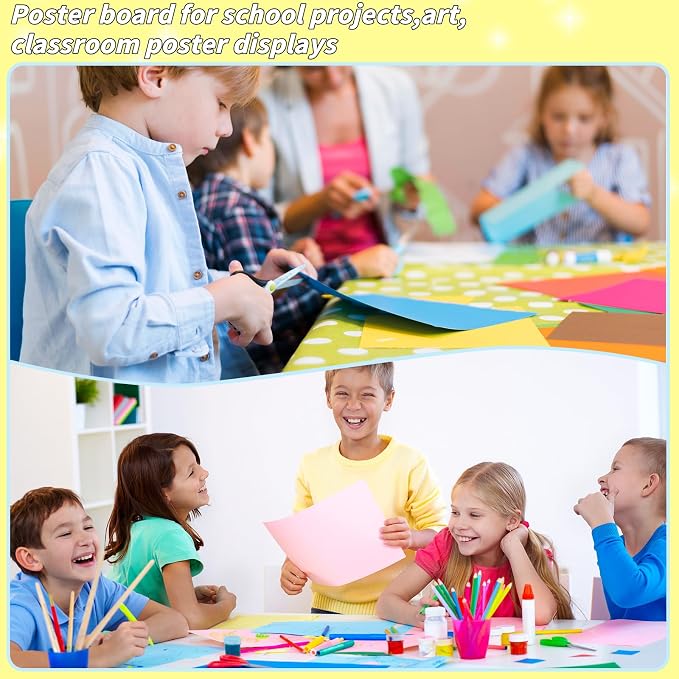 90 Pcs Colored Poster Board 30 Assorted Color Posterboard Paper Bulk 16.5 x 11.7 in 250 GSM Thickness Cardstock A3 Large Blank Vision Boards for School Drawing Craft Projects DIY Display Supplies