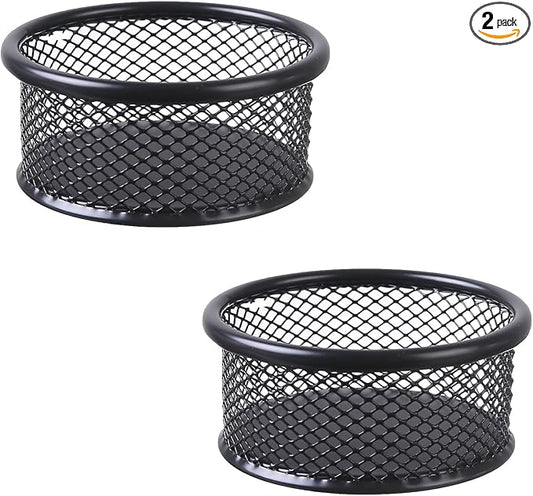2 Pcs Paper Clip Holder Mesh Desk Organizer with Pen Tray Binder Clips Dispenser Sturdy Metal Storage Tray for Office Desktop Accessories Organizing Paperclips Pens and Small Supplies