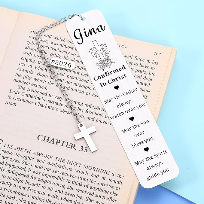 Confirmed in Christ Gifts Bookmark for Women Men, Confirmation Gifts for Girls Boys Teens, Custom Baptism Gift for College Girls Boys, Personalized Religious Bookmarks in Bulk, Easter Basket Stuffers