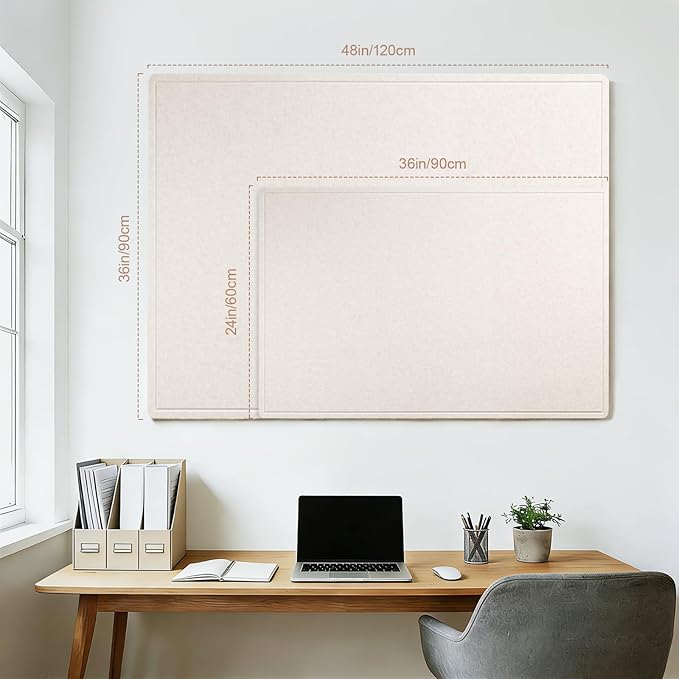 Lightomorrow Vision Board 36x24 Inches, Thicken Felt Pin Board for Daily Goals Planning and Personal Inspiration with 20 Pushpins and 20 Postcards, Oatmeal