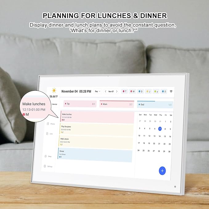 15.6 Inch Digital Calendar, Smart Digital Planner & Chore Chart with IPS FHD 1920x1080 Touchscreen Display for Family Organizer - Built-in DigitaI Picture Frames Function, Gift for Mom/Women