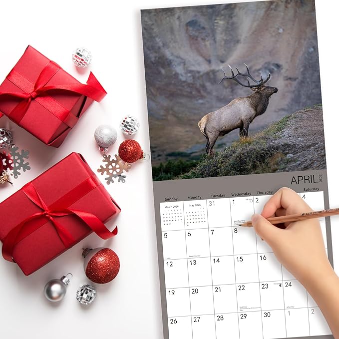 2026 Wall Calendar,Calendar 2025-2026,Elaphurus davidianus Monthly Wall Calendar, 12" x 24" Open,Family Planner Calendar, Home & Office Organizer,Hangable