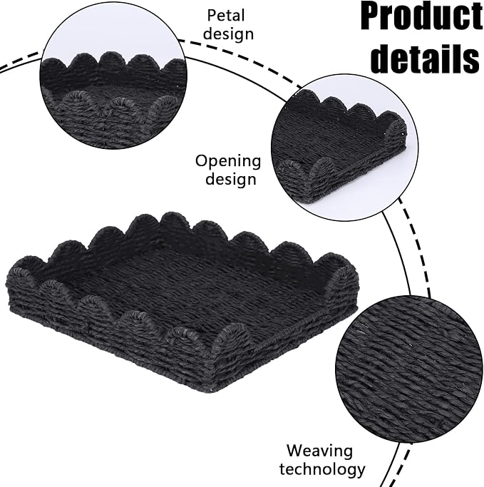 Woven Letter Tray, Paper Tray Organizer for Papers, Documents, Folders, Notebooks, and Stationery, Magazine File Holder, Mail Basket, Desk Organizers and Accessories, Office School Home Storage, Black