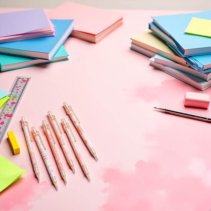 1 Pc Pink Mechanical Pencil 0.5mm Pencil Refill Automatic Pencils Cute Peach Press Automatic Cute Mechanical Pencil Stationery School Office Supplies Office Products Writing and Correction Supplies