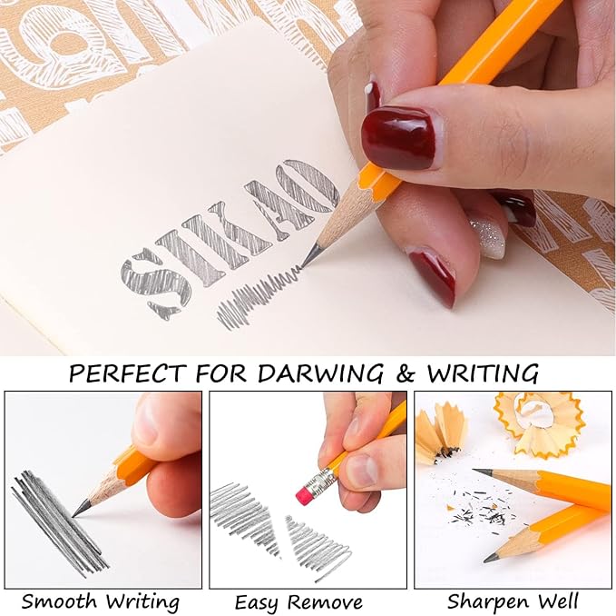 Number 2 Pencils - HB Wood Pencils for Kids Sketching & Drawing, Classroom Essentials (100 Pack Unsharpened)