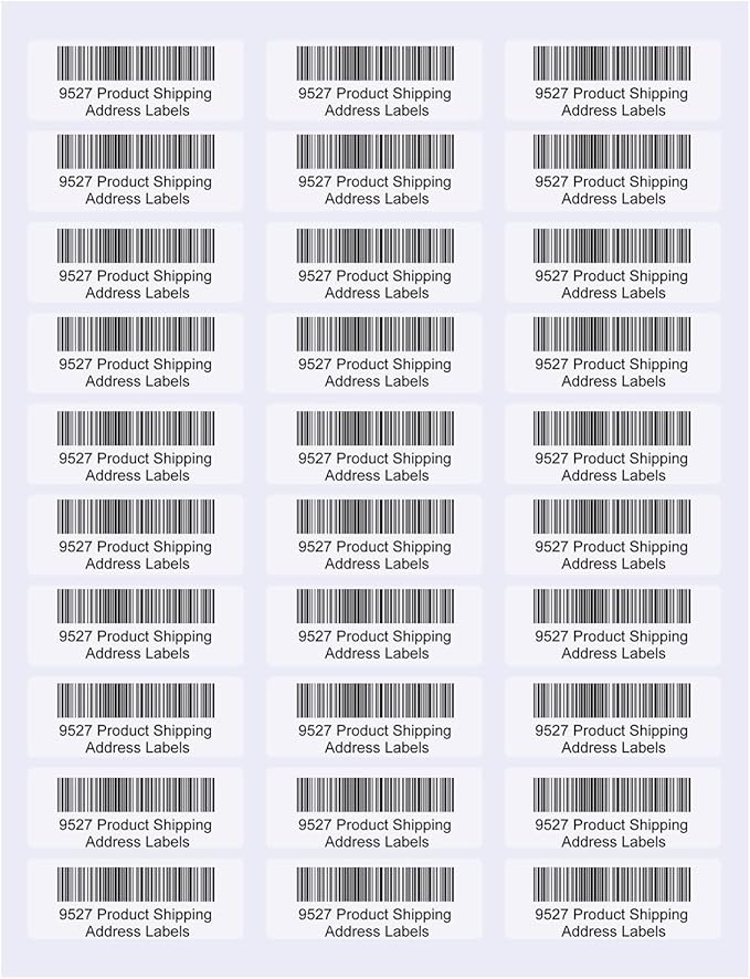 9527 Product 30 up 1 x 2-5/8 Sticker Labels Shipping Address Labels SKU Labels for Laser/Ink Jet Printer,100 Sheets,Total 3000 Labels