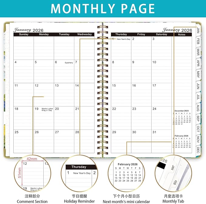 DoReFaSol2026-2027Academic Planner, Weekly and Monthly Planning Book，Calendar Planner July 2026 - June 2027, Hardcover Teacher Student Planning Agenda book with Tabs, A5 (6.3" x 8.4"), School Organizer for Student Teacher(Sunflower)