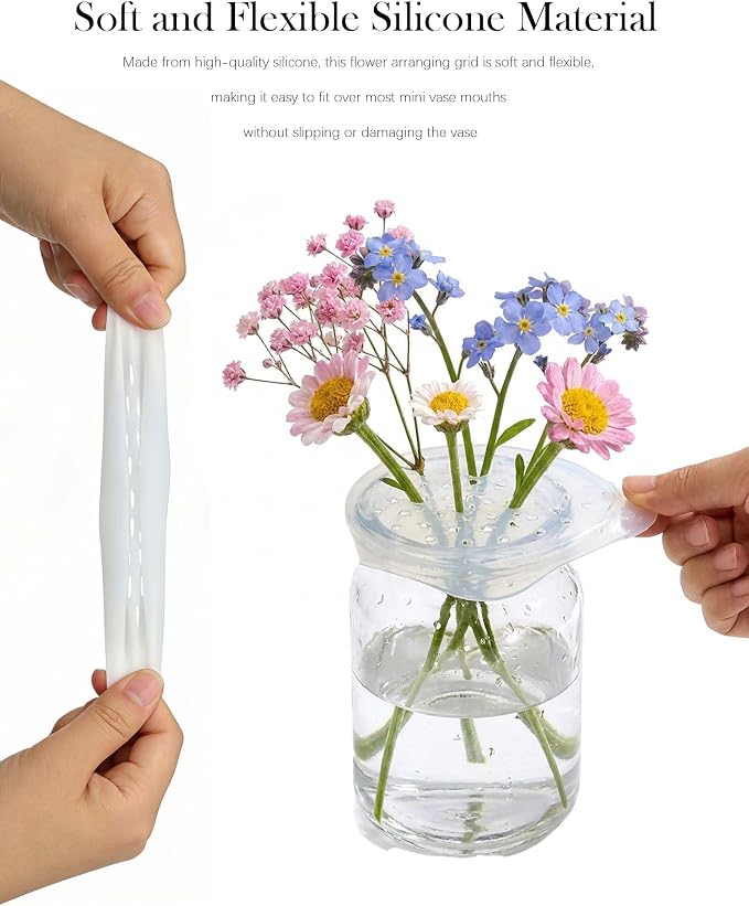 Silicone Flower Arranging Grid - 3 Pack,Mini,Transparent, Soft & Flexible, Multi-Purpose Flower Arrangement Tool for Vases and Desktop Pen Holder