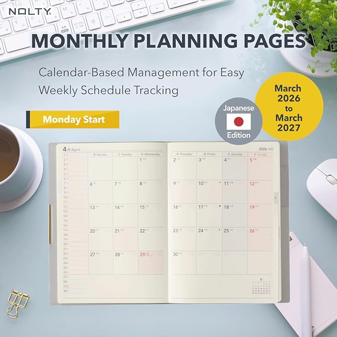 NOLTY Ecri Plus B6-6 Weekly Planner 2026, April Start, Japanese Edition, Ice Blue, 2026-9855