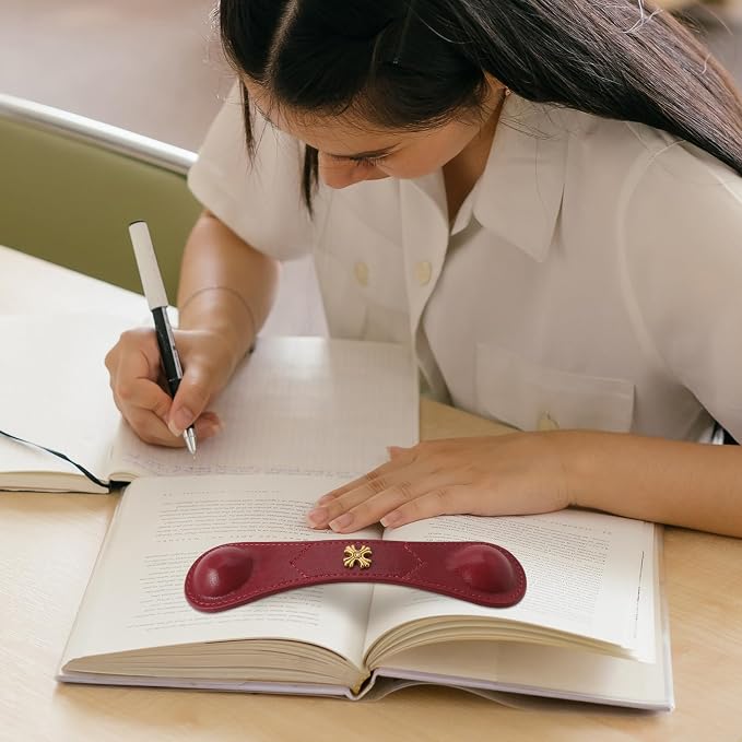Book Weight Holder Wooden Thumb Book Page Open Weighted Bookmark Corner Reading Accessories Office Desk Decor Executive Gift for Writer Reader (Red)