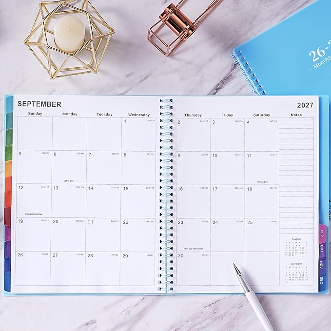 Monthly Planner 2026-2027 - Planner/Calendar 2026-2027, Jul 2026 - DEC 2027, Monthly Planners with Colorful Tabs, Planners for Daily Organizing - Waterproof Cover (8" x10", Notes Pages, Light Blue)