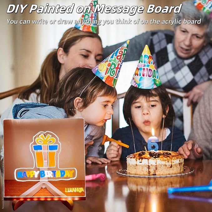 Acrylic Led Dry Erase Board - Creative Rewritable Message Center Board - Regularly Led Note Board - Light up a Glow Memo Board Note with 7 Pen - Free Eraser Easy to Clean 2026(5.9 * 5.9in)