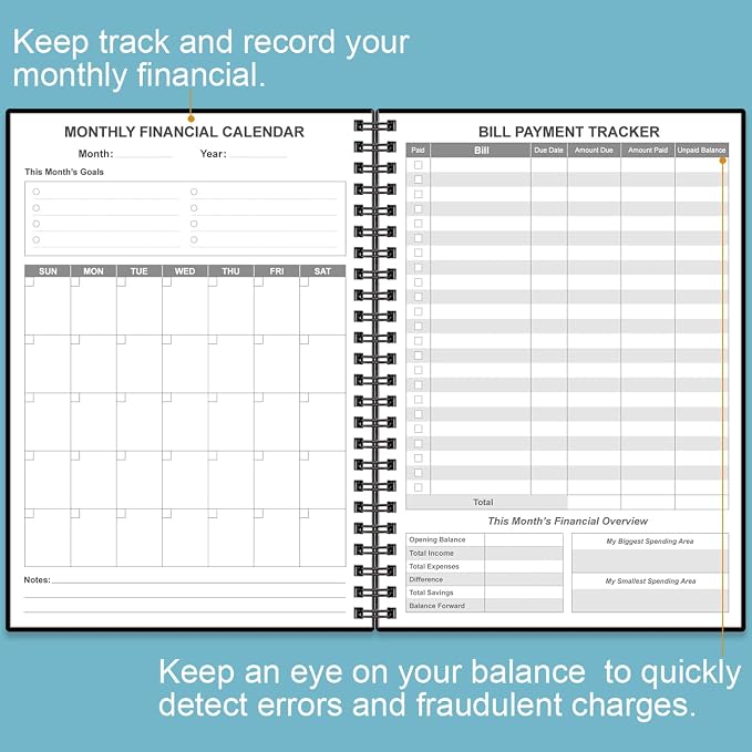 Monthly Bill Organizer - Monthly Bill Payment for Personal Budgeting Financial, Payments Checklist Organizer, 5.8" x 8.5", Black
