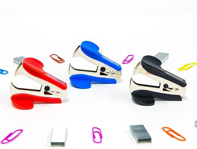 BAZIC Products Staples Remover & Safety Lock Pinch Jaw Claw Style, Lightweight Staple Puller, Portable Small Size, for School Office Home, 1 Unit, Random Color