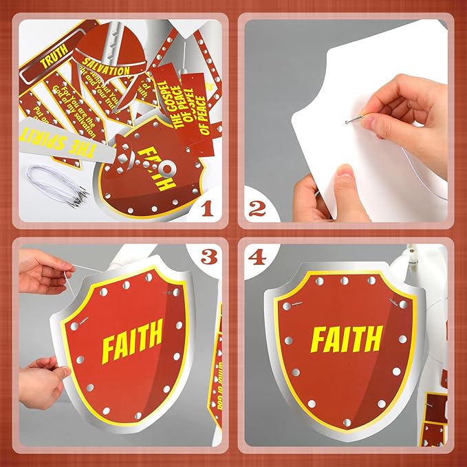 Watersay 12 Sets Armor of God Costume Armor of God Craft Kit for Kids Cutouts Christian Bible Sunday School and Religious Classroom Decor for Children School Classroom Activity Party Favor Decoration
