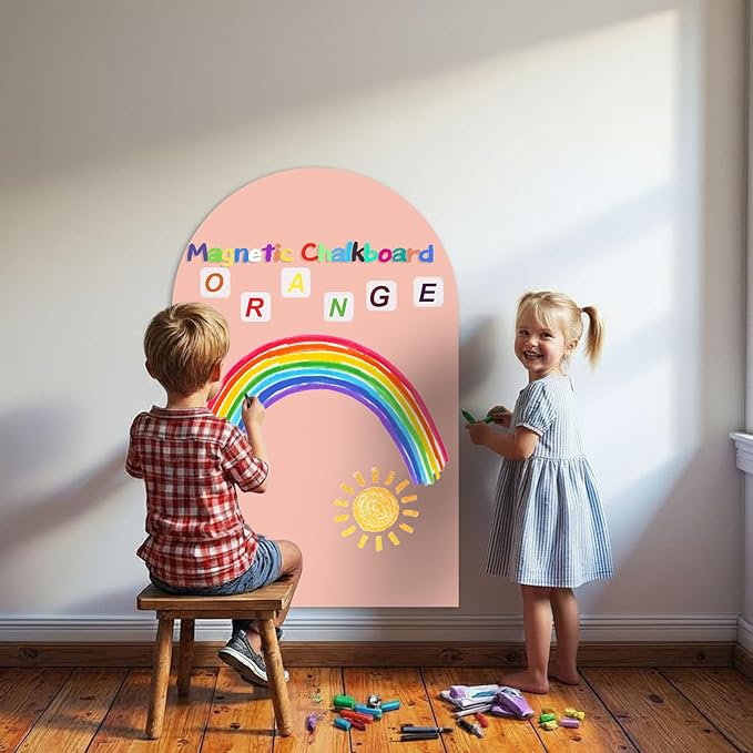 Magnetic Arch Wall Decal for Kids,Upgraded Thickened Magnetic Chalkboard for Most Wall,Suitable for Home Decoration Wallpaper and Children's Game Room (Camel Pink, 16" W x 24" H)