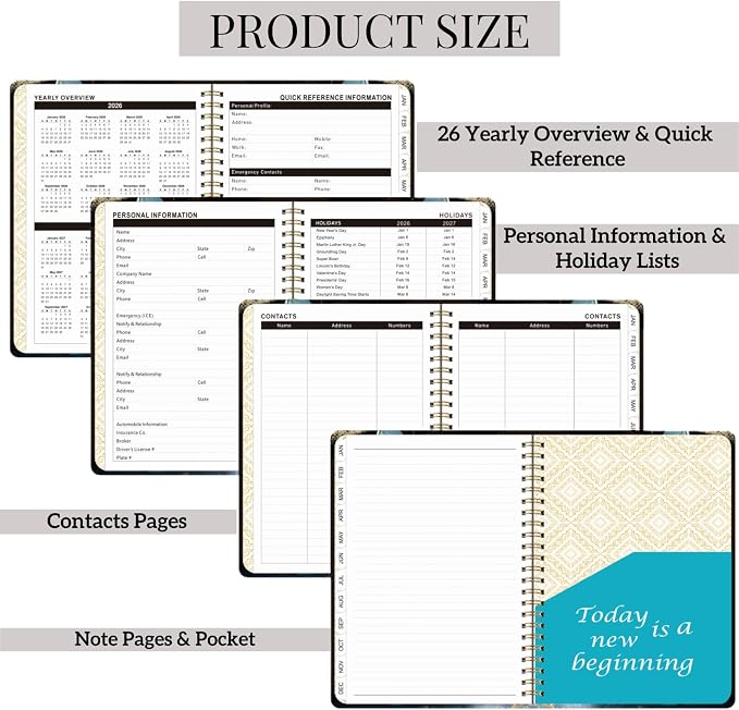2026 Planner Weekly and Monthly,Jan 2026 to Dec 2026,A5 Hardcover Academic Appointment Book with Tabs,100GSM Thick Paper,Back Pocket Bookmark Ruler,Cute Black Butterfly Agenda for Women Teachers Students