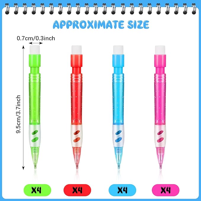 Gersoniel Assorted Mini Mechanical Pencils 0.7 mm Automatic Pencils with Mini Erasers Pens Stationery Supplies for Home Office School Writing Drawing Drafting(32 Pieces)