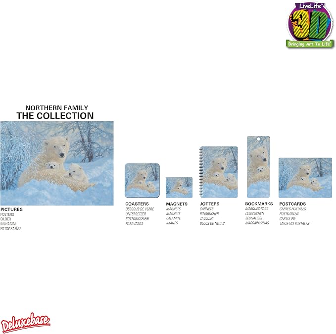 3D LiveLife Bookmark - Northern Family from Deluxebase. Cute Lenticular Polar Bear Page Marker. Animal Themed Accessories for Book Lovers. Small Gifts for Men, Women, Writers and Teachers.