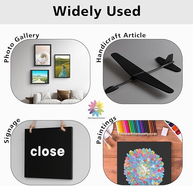 Mat Board Center Premium Black Foam Core Board - 5x7 Inches 3/16" Thick - 10 Pack - Acid-Free - Ideal for Mounting, Crafts, Art, and Presentations