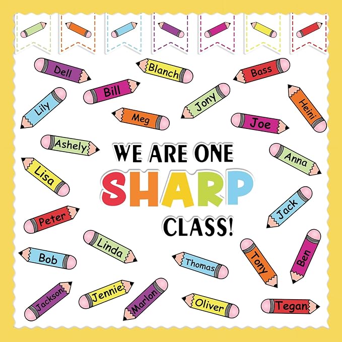 Bulletin Board Decoration Set, Colorful Classroom Decor with Pencil Cutouts Bulletin Board Borders for Welcome Back to School Decorations Teacher Classroom Wall Door Decor
