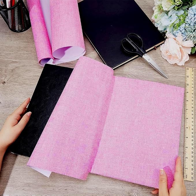 CRASPIRE 51 x 11.8inch Linen Book Cloth for Book Binding Fabric Surface Paper Backed Bookcover Album Scrapbooking Archival DIY Covering Protector Bookcloth Bookbinding Supplies Pink