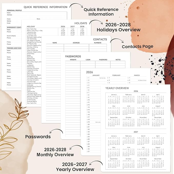 2026-2028 Monthly Planner - Jul. 2026 - Jun. 2028, Large 11'' x 8.5'', 2 Year Monthly Calendar 2026-2028, 24 Months Planner, Inner Pocket, Elastic Closure