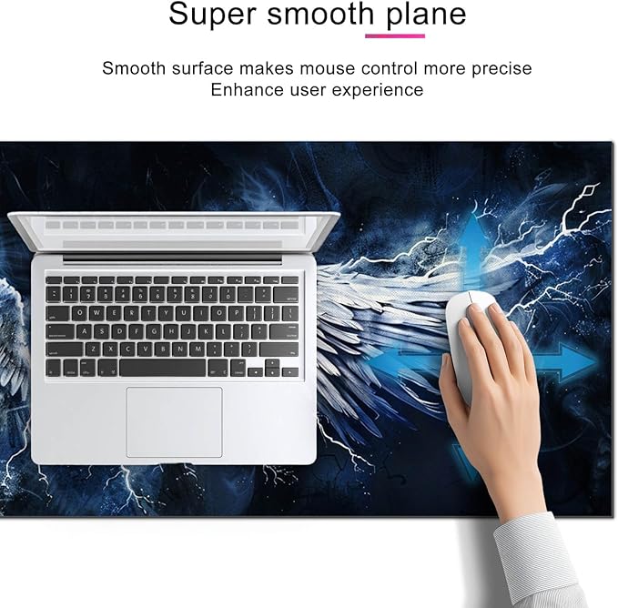 HOMETITUTE White Wing Thunder XL Mousepad 31.5 x 11.8 Inch Large Gaming Desk Mat Extended Computer Pad Keyboard Mat Waterproof Non Slip Surface Mouse Pads for Desktop Office Accessories