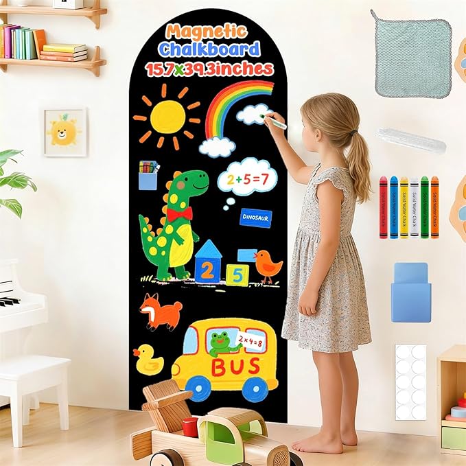 Arch Magnetic Wall Decal Magnet Stickers for Playroom Peel and Stick Magnetic Playwall for Kids Self Adhesive Magnet Wall Board Wallapepr Black Chalkboard for Classroom Home School Nursery Supplies