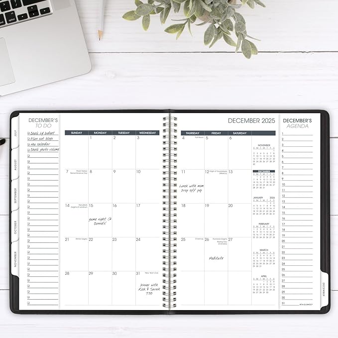 AT-A-GLANCE 2025 Appointment Book Planner, Weekly & Monthly, 8-1/4" x 11", Quarter-Hourly, Triple View, Black (70950V0525)